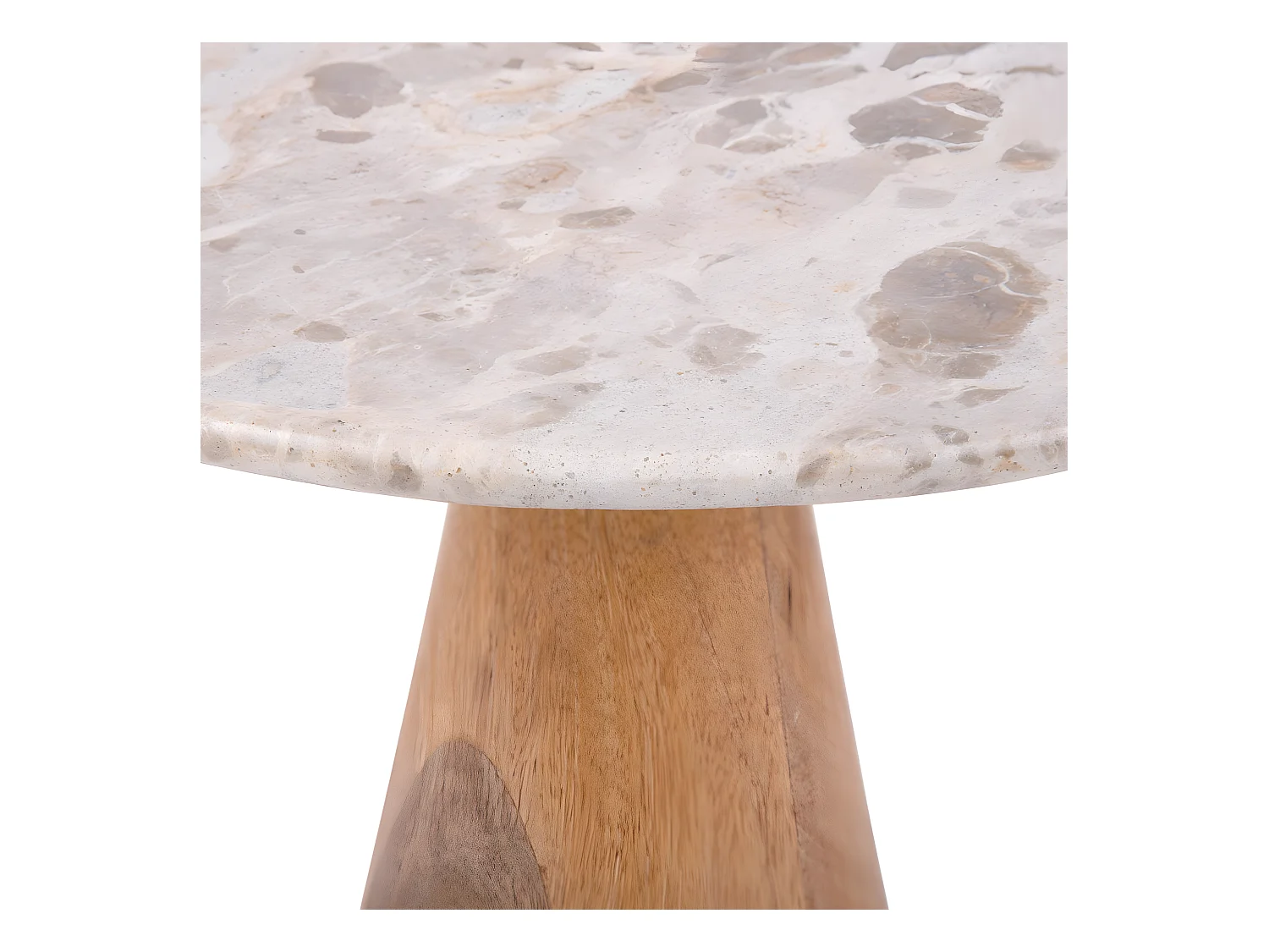 Force Wide - Table d’appoint en bois et marbre ø50cm - Brun