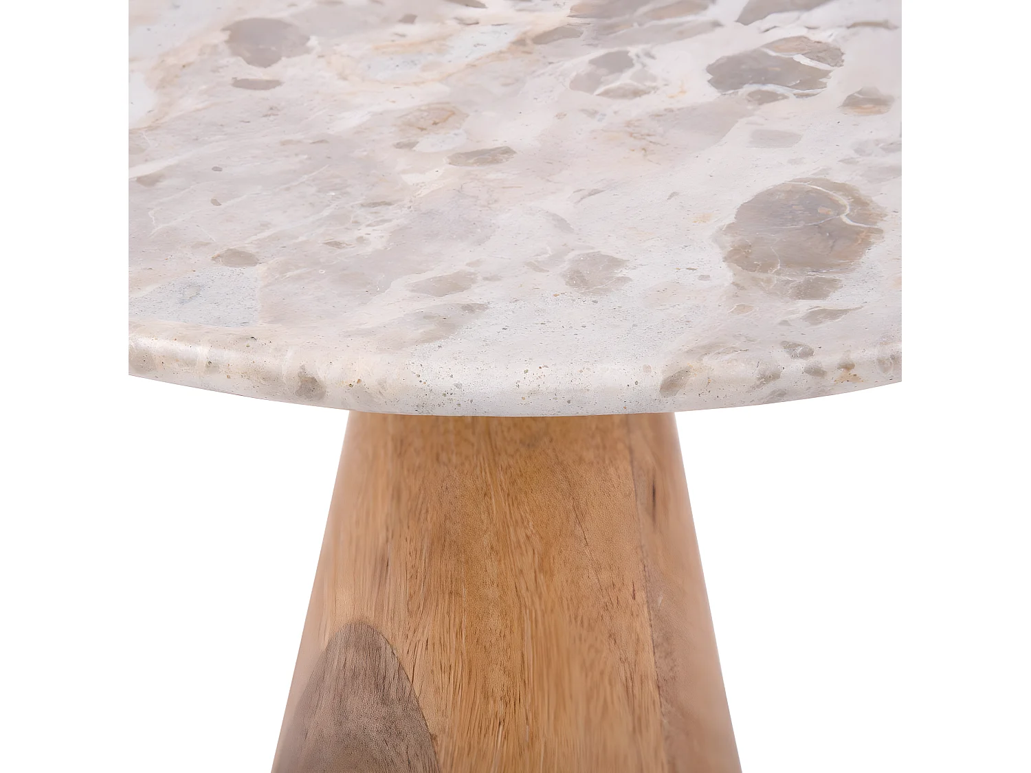 Force Wide - Table d’appoint en bois et marbre ø50cm - Brun