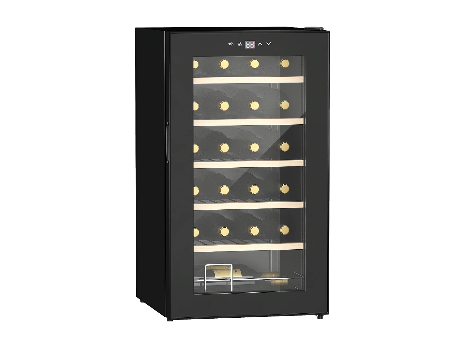 Cave à vin thermoélectrique 24 bouteilles panneau tactile écran LCD éclairage intérieur LED température réglable 5-20°C noir
