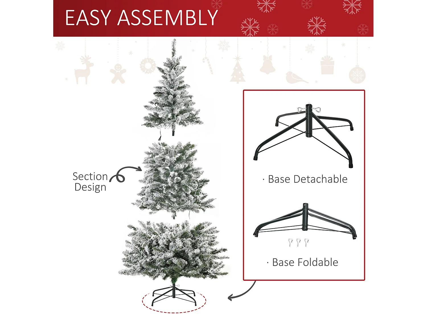 Sapin de Noël artificiel enneigé lumineux LED x 250 multicolore Ø 112 x 210H cm 829 branches vert blanc