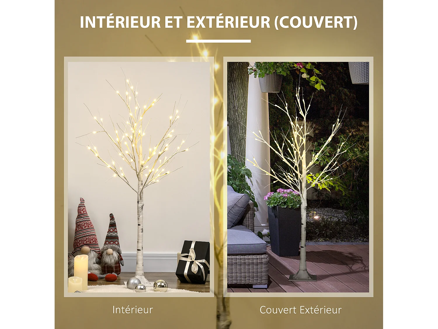 Arbre lumineux LED - décoration lumineuse de Noël - 72 LEDS - 1,2H m - métal PP blanc