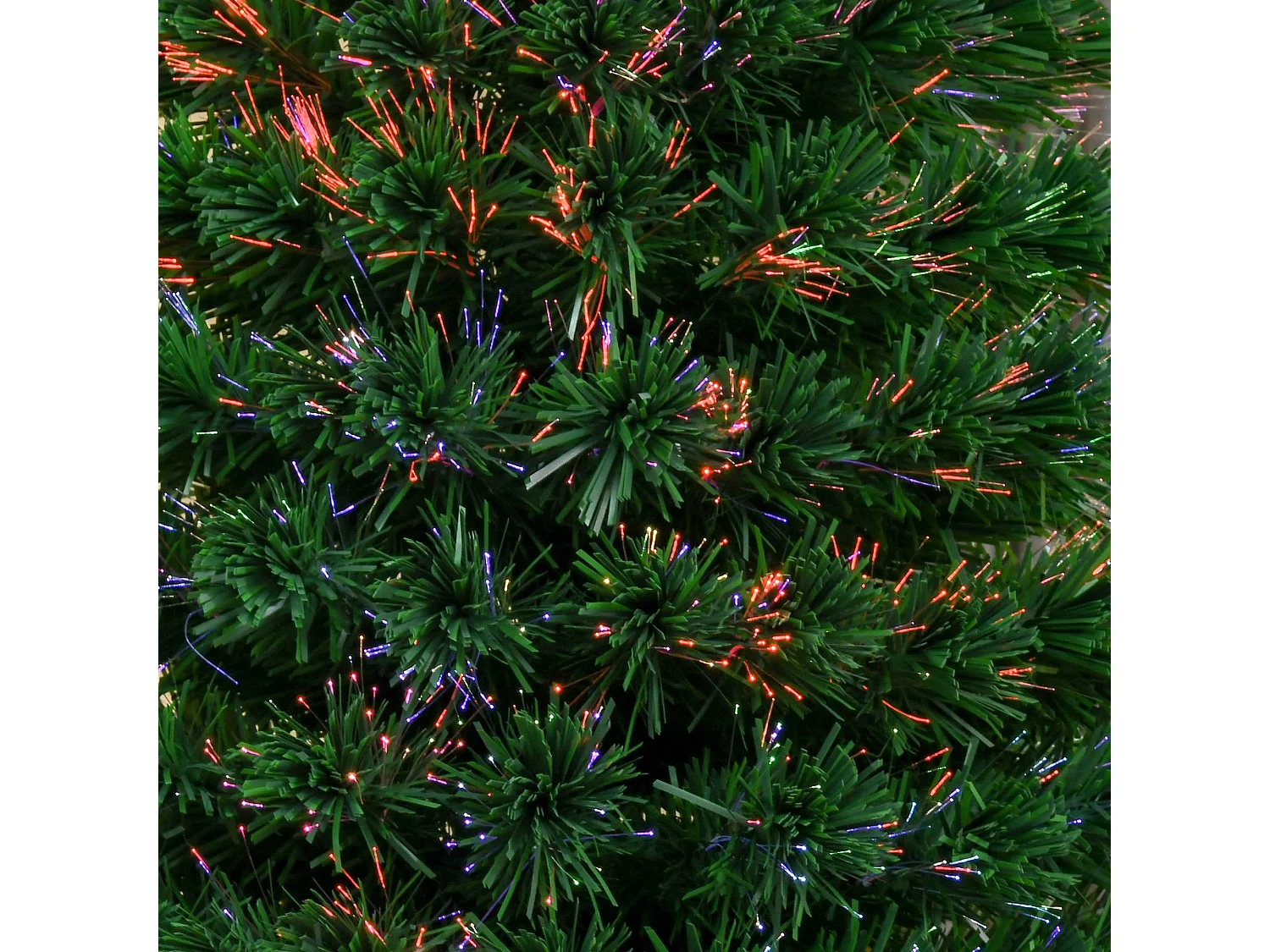 Sapin de Noël artificiel lumineux fibre optique multicolore + support pied Ø 60 x 120H cm 130 branches étoile sommet brillante vert