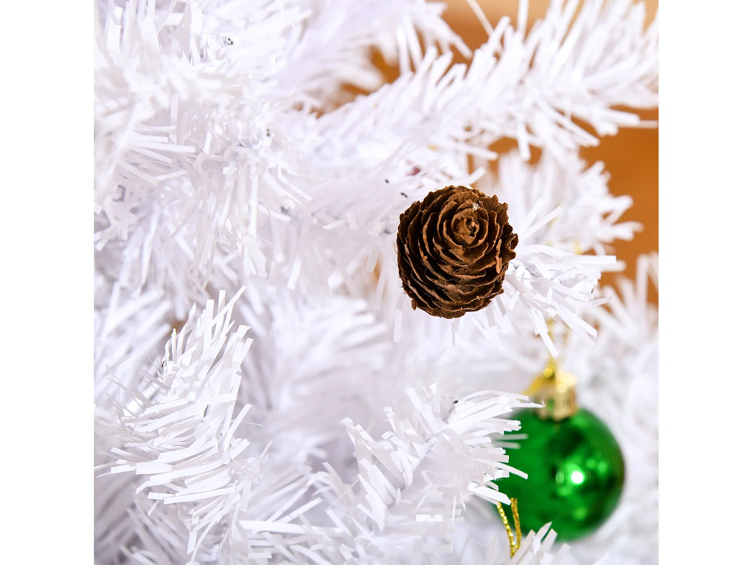 Sapin arbre de Noël artificiel blanc 150 cm 680 branches avec nombreux accessoires variés