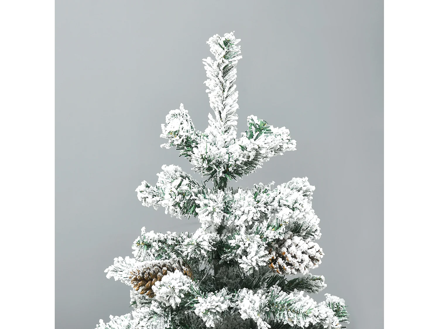 Sapin de Noël artificiel avec 28 pommes de pin arbre de Noël 269 branches enneigées support en acier socle pliable hauteur 120 cm vert