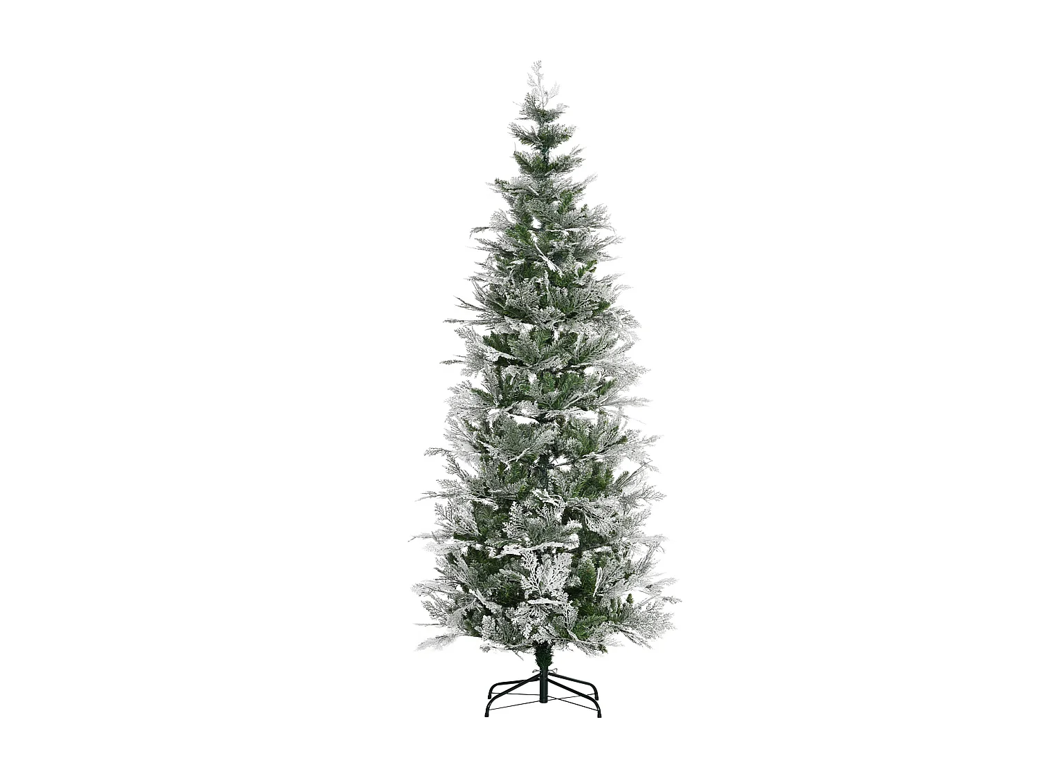 Sapin de Noël artificiel aspect enneigé Ø 80 x 225H cm pied support inclus 880 branches épines grand réalisme