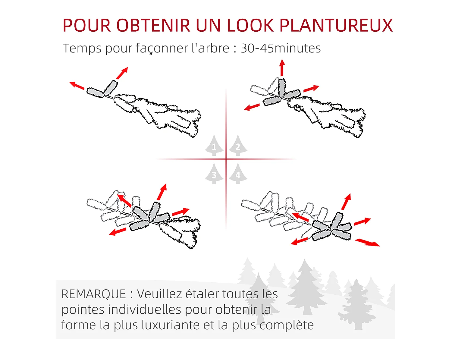 Sapin de Noël artificiel aspect enneigé Ø 80 x 225H cm pied support inclus 880 branches épines grand réalisme