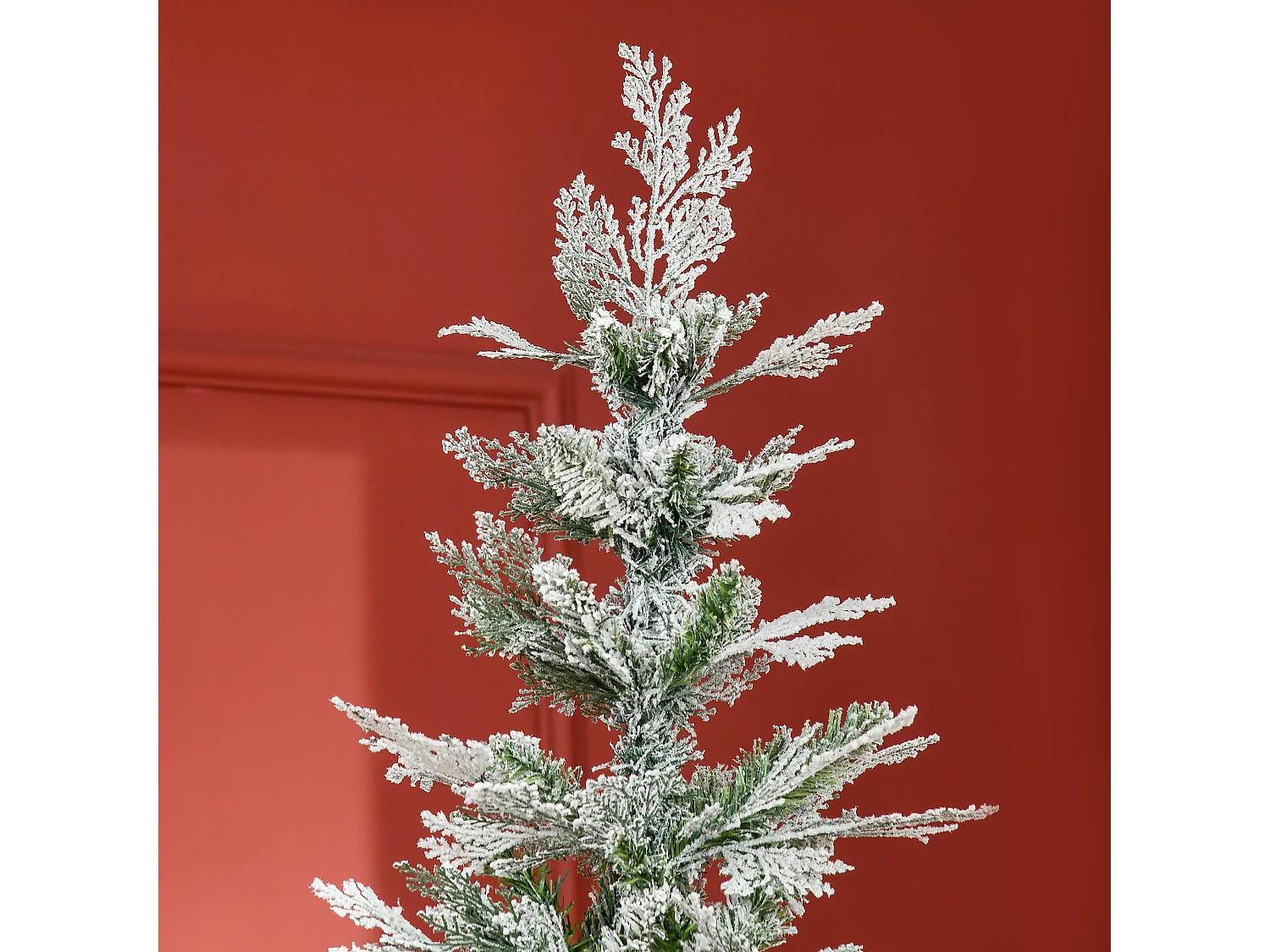 Sapin de Noël artificiel aspect enneigé Ø 80 x 225H cm pied support inclus 880 branches épines grand réalisme