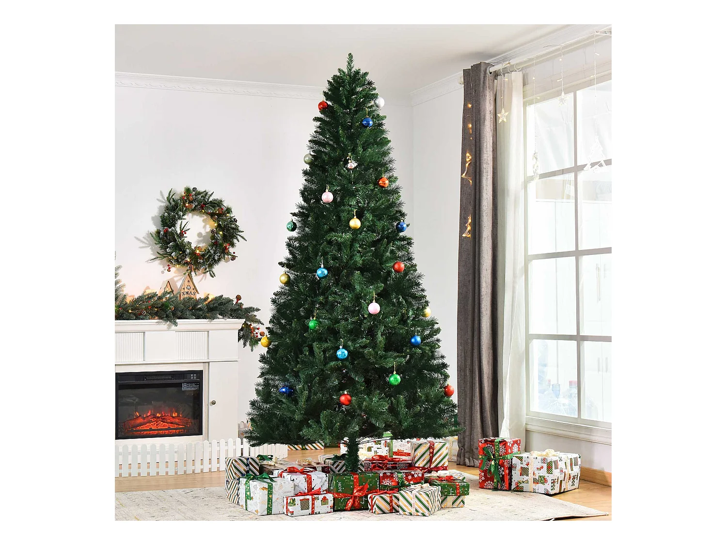 Sapin de Noël artificiel Ø 120 x 240H cm 1499 branches épines imitation Nordmann grand réalisme vert