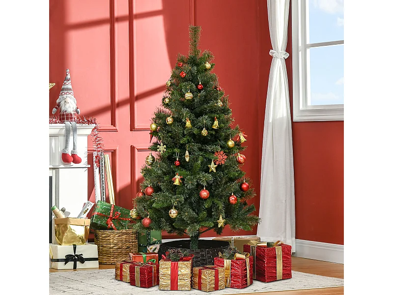 Sapin de Noël artificiel Ø 84 x 150H cm 665 branches épines imitation Nordmann grand réalisme vert