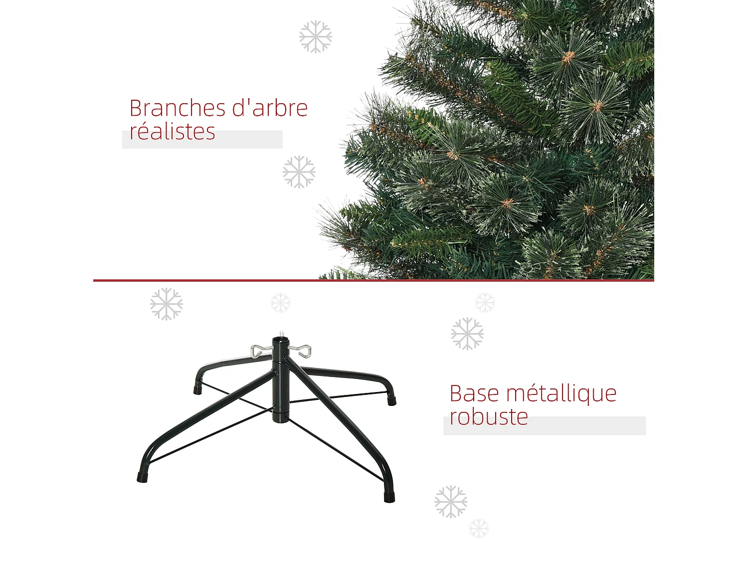 Sapin de Noël artificiel Ø 84 x 150H cm 665 branches épines imitation Nordmann grand réalisme vert