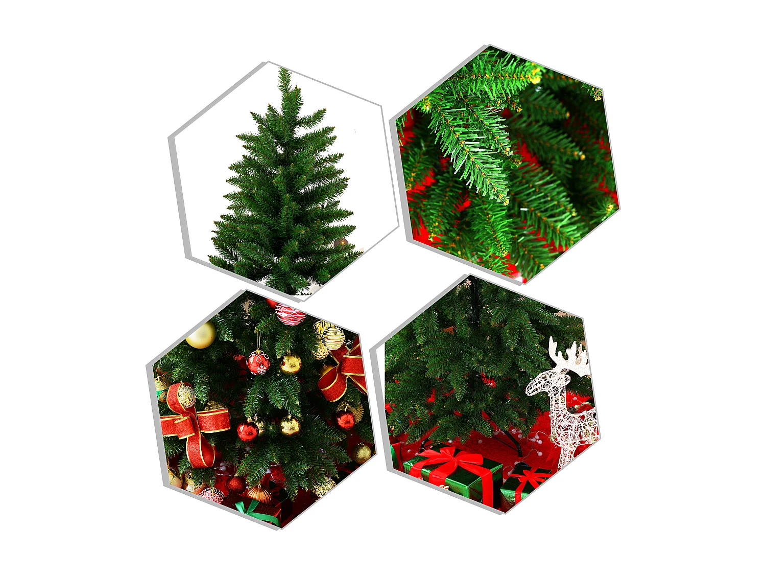 Sapin de Noël artificiel Ø 91 x 210H cm 865 branches épines imitation Nordmann grand réalisme vert