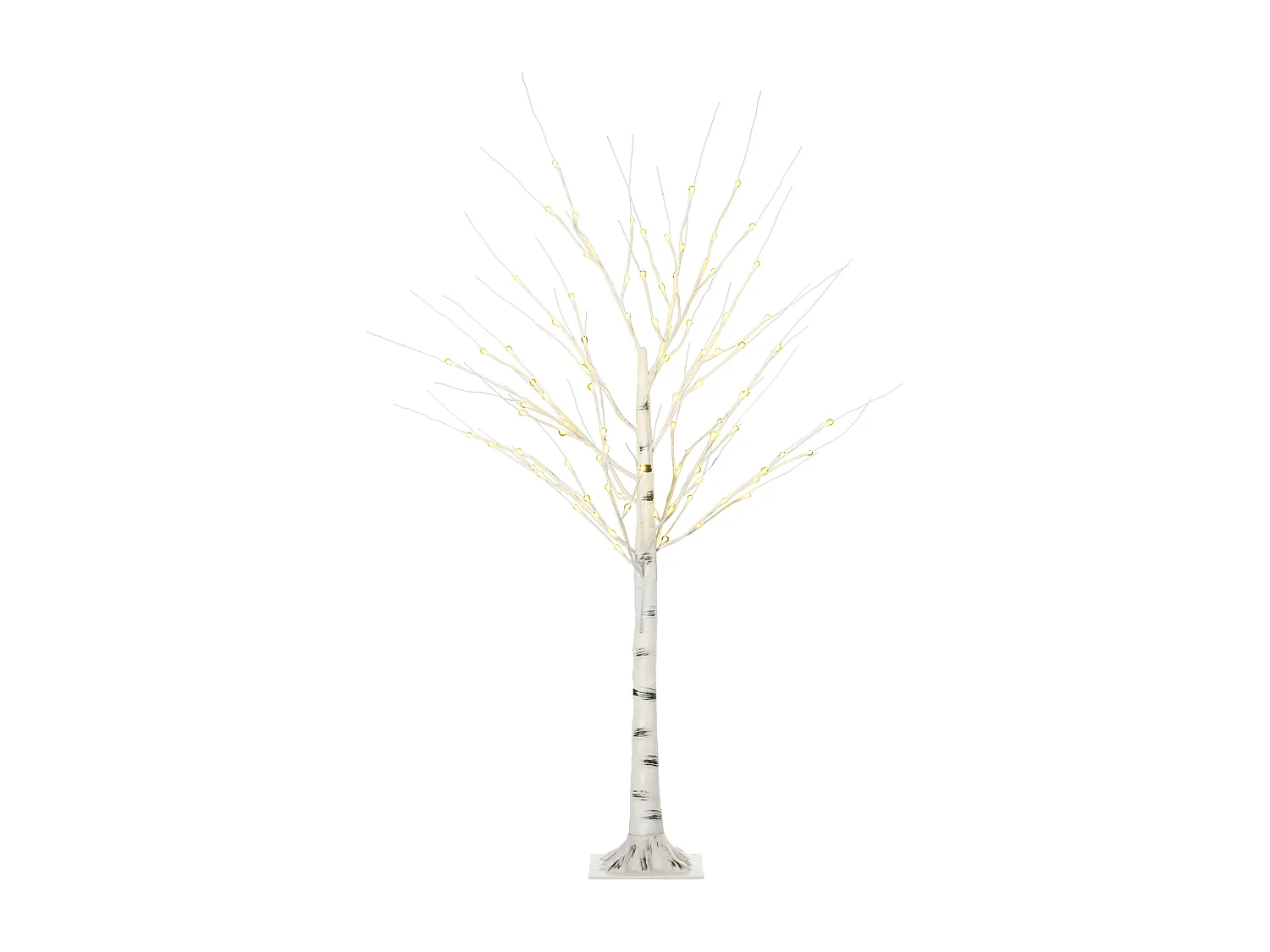 Arbre lumineux LED bouleau - décoration lumineuse - 96 LEDS blanc chaud - norme IP 44 - usage intérieur/extérieur - 1,5H m - métal PP blanc
