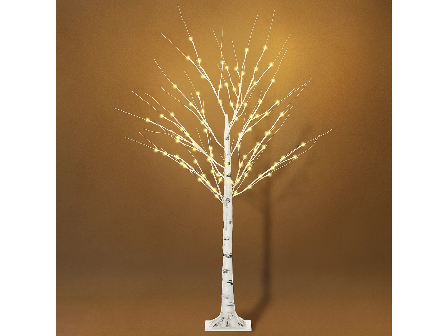Arbre lumineux LED bouleau - décoration lumineuse - 96 LEDS blanc chaud - norme IP 44 - usage intérieur/extérieur - 1,5H m - métal PP blanc