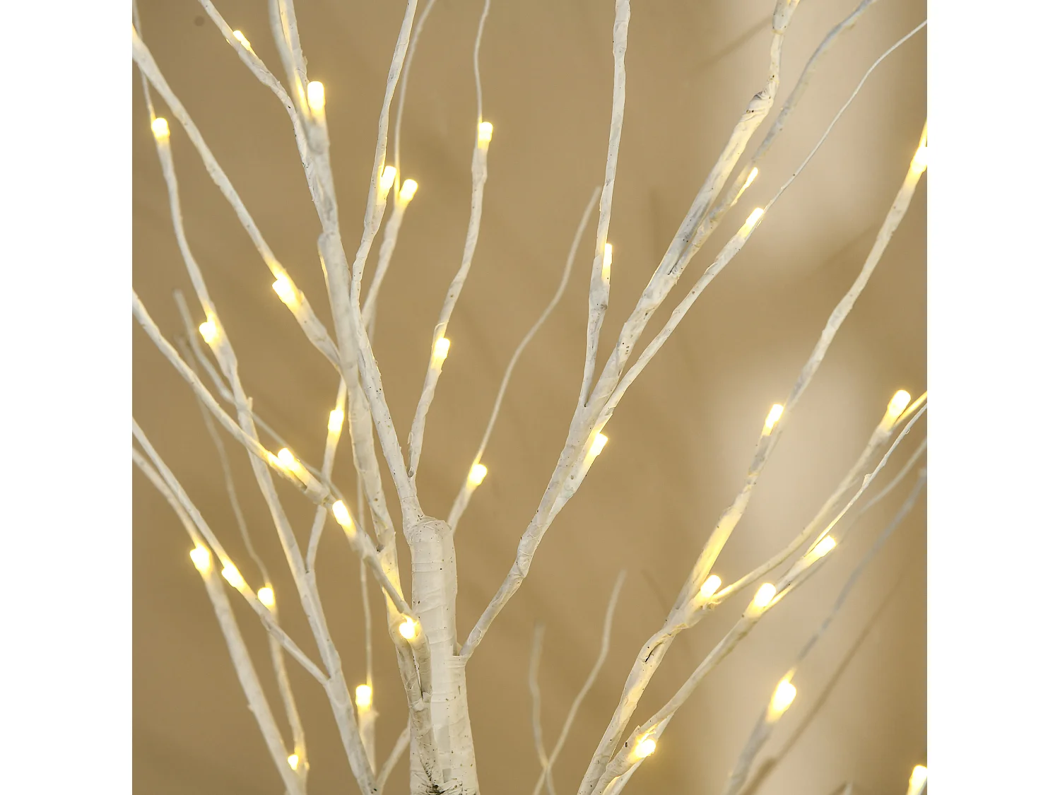 Arbre lumineux LED bouleau - décoration lumineuse - 96 LEDS blanc chaud - norme IP 44 - usage intérieur/extérieur - 1,5H m - métal PP blanc
