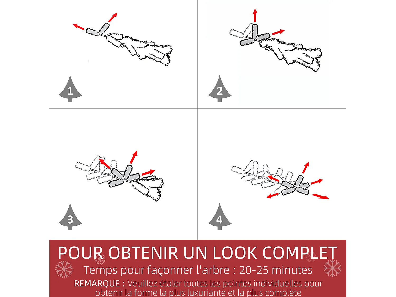 Sapin de Noël artificiel aspect réaliste Ø 60 x 150H cm 24 pommes de pin 360 branches imitation Nordmann