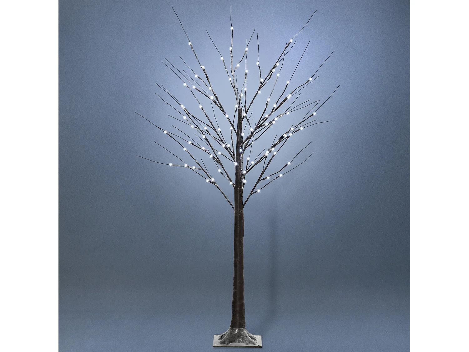 Arbre lumineux LED aspect enneigé - décoration lumineuse - 96 LEDS blanc froid - norme IP 44 - usage intérieur/extérieur - 1,5H m - métal PP brun