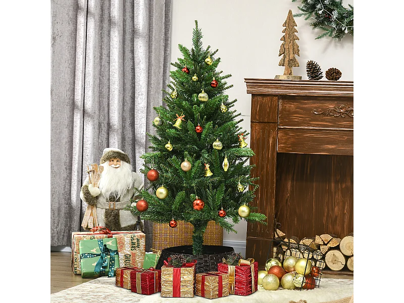 Sapin de Noël artificiel avec 310 branches, support en acier, arbre de Noël artificiel avec socle pliable en acier, hauteur 120 cm, vert