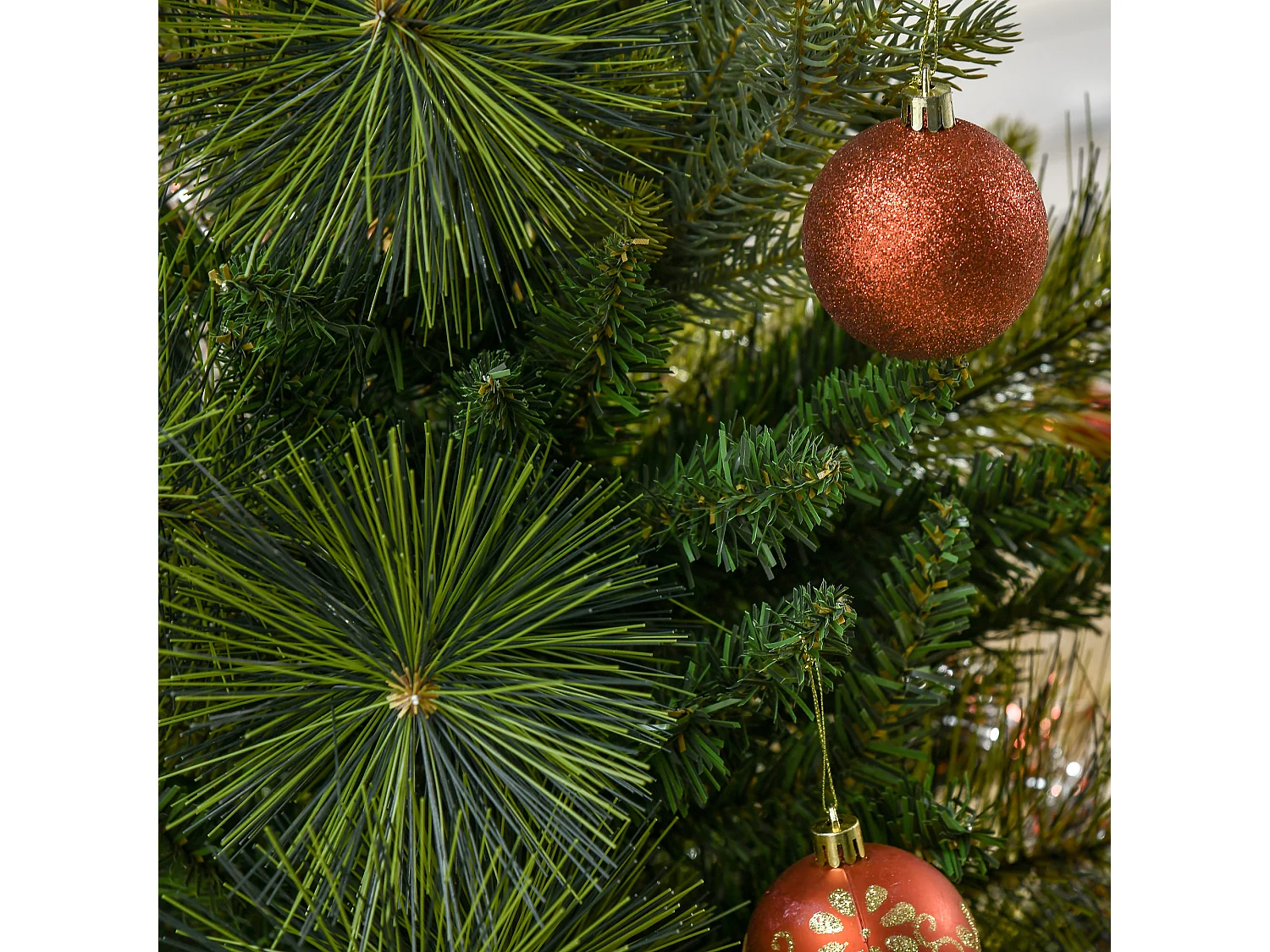 Sapin de Noël artificiel Ø 61 x 120H cm pied support inclus 260 branches épines grand réalisme vert