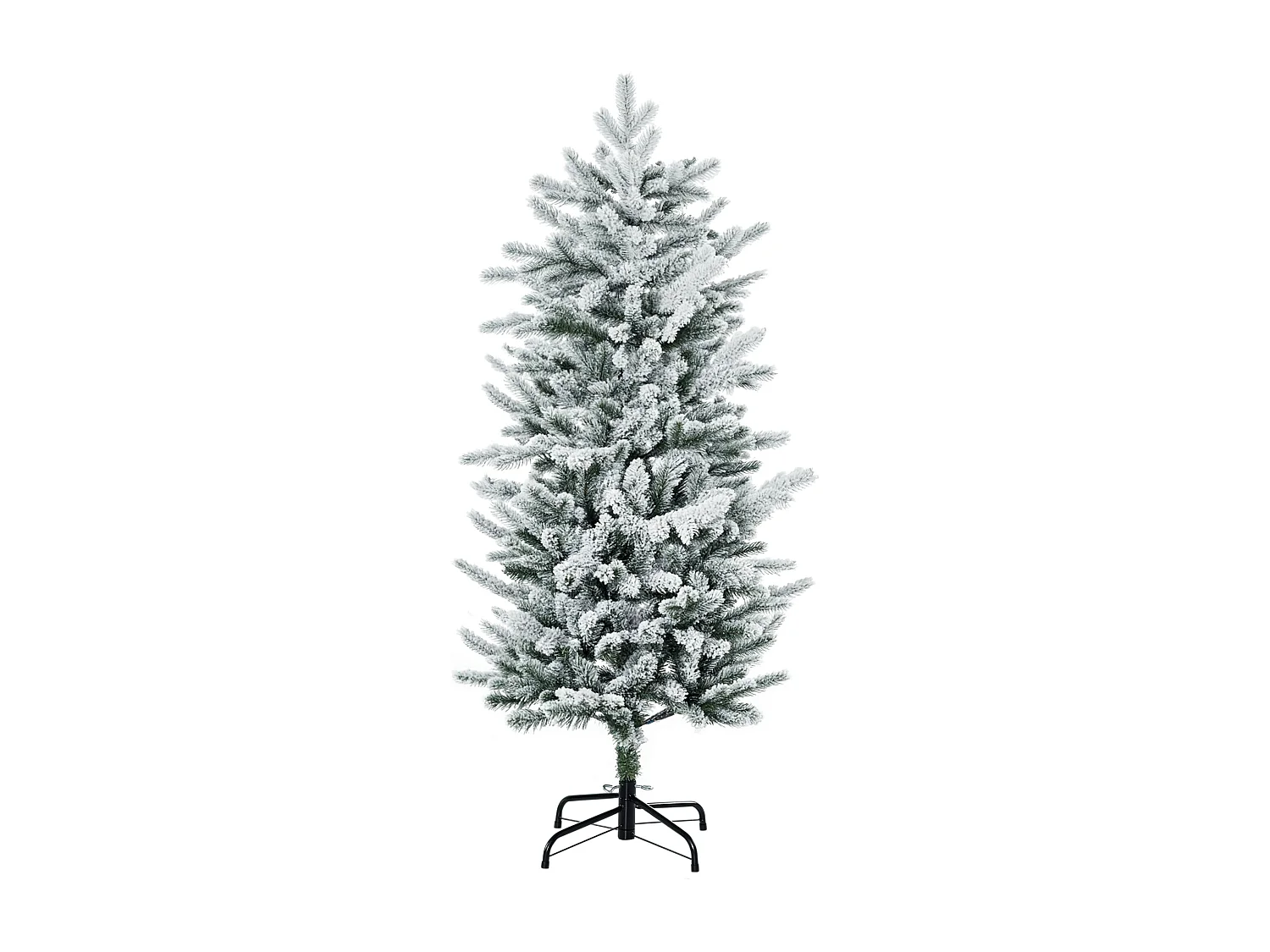 Sapin de Noël artificiel aspect enneigé Ø 60 x 135H cm 267 branches épines imitation Nordmann grand réalisme
