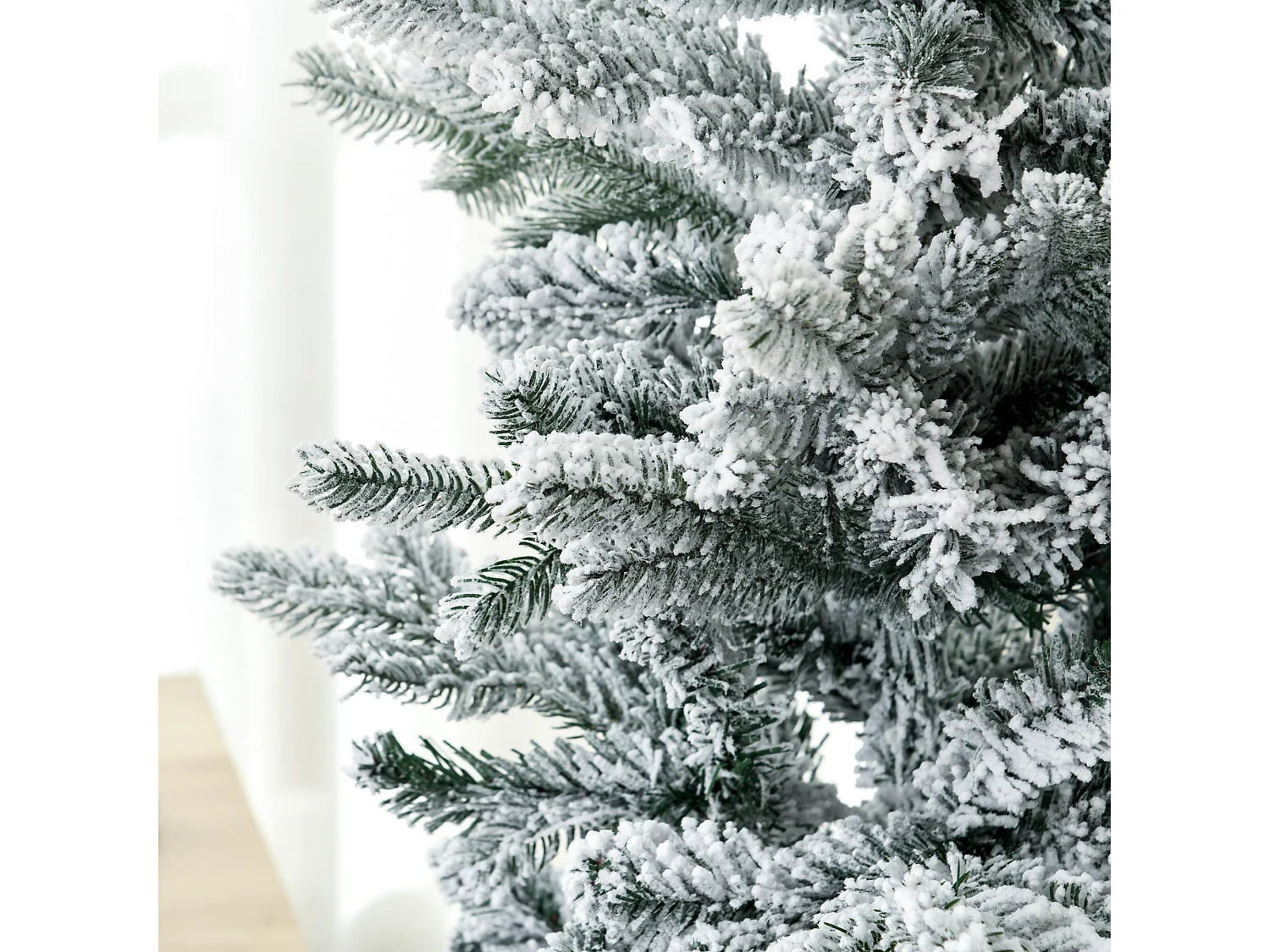 Sapin de Noël artificiel aspect enneigé Ø 60 x 135H cm 267 branches épines imitation Nordmann grand réalisme