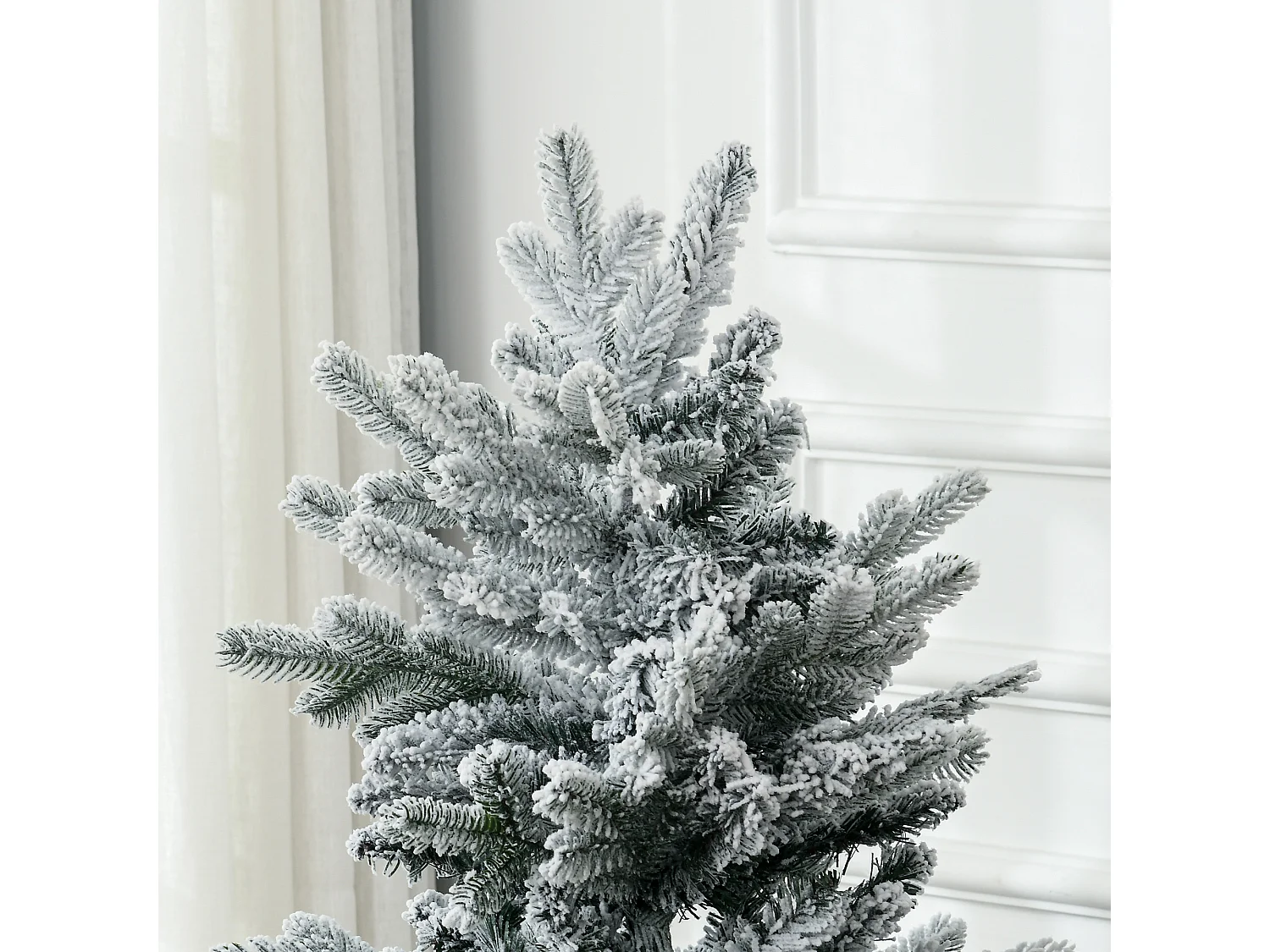 Sapin de Noël artificiel aspect enneigé Ø 60 x 135H cm 267 branches épines imitation Nordmann grand réalisme