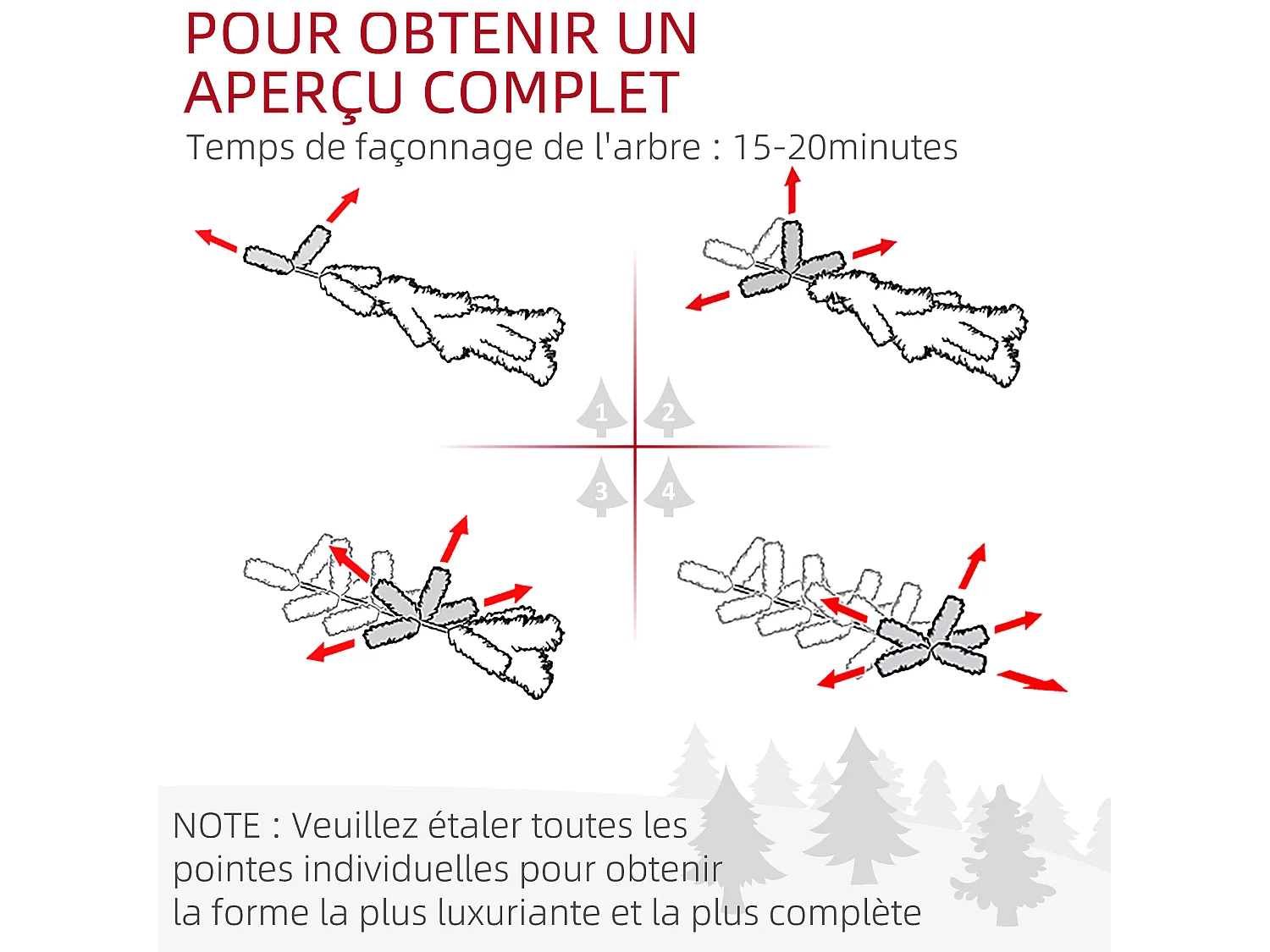 Sapin de Noël artificiel Ø 85 x 120H cm 305 branches épines imitation Nordmann grand réalisme vert