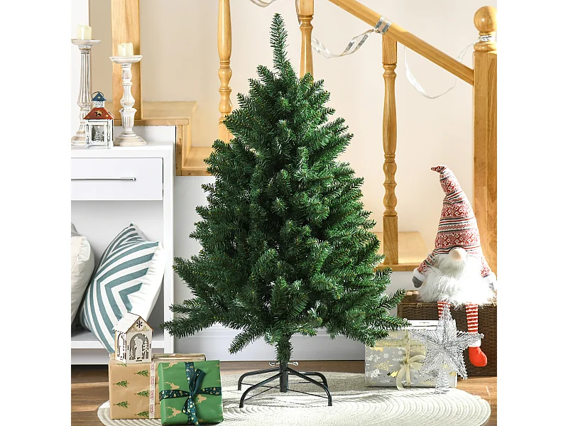 Sapin de Noël artificiel Ø 85 x 120H cm 305 branches épines imitation Nordmann grand réalisme vert