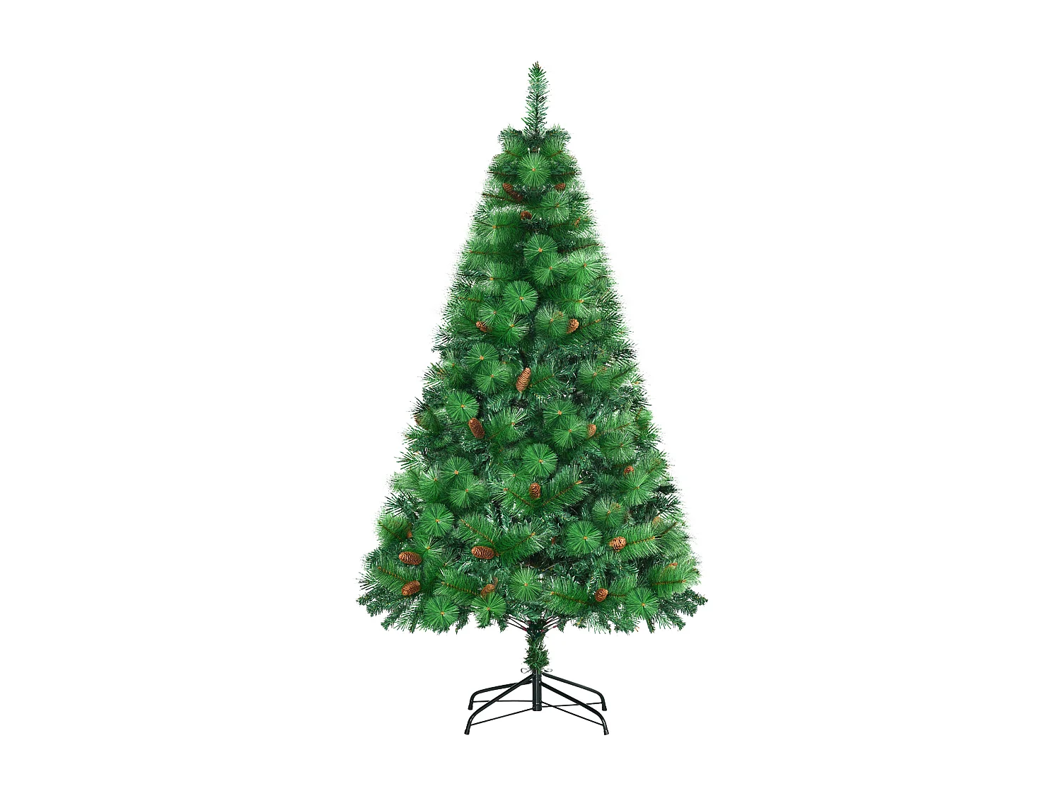 Sapin de Noël artificiel 782 branches épines grand réalisme avec pommes de pin - hauteur 180 cm vert