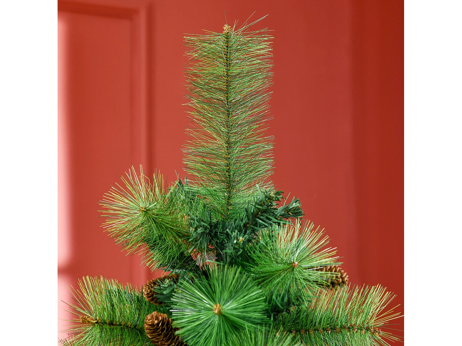 Sapin de Noël artificiel 782 branches épines grand réalisme avec pommes de pin - hauteur 180 cm vert