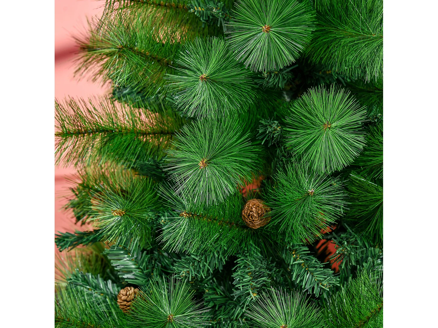 Sapin de Noël artificiel 782 branches épines grand réalisme avec pommes de pin - hauteur 180 cm vert