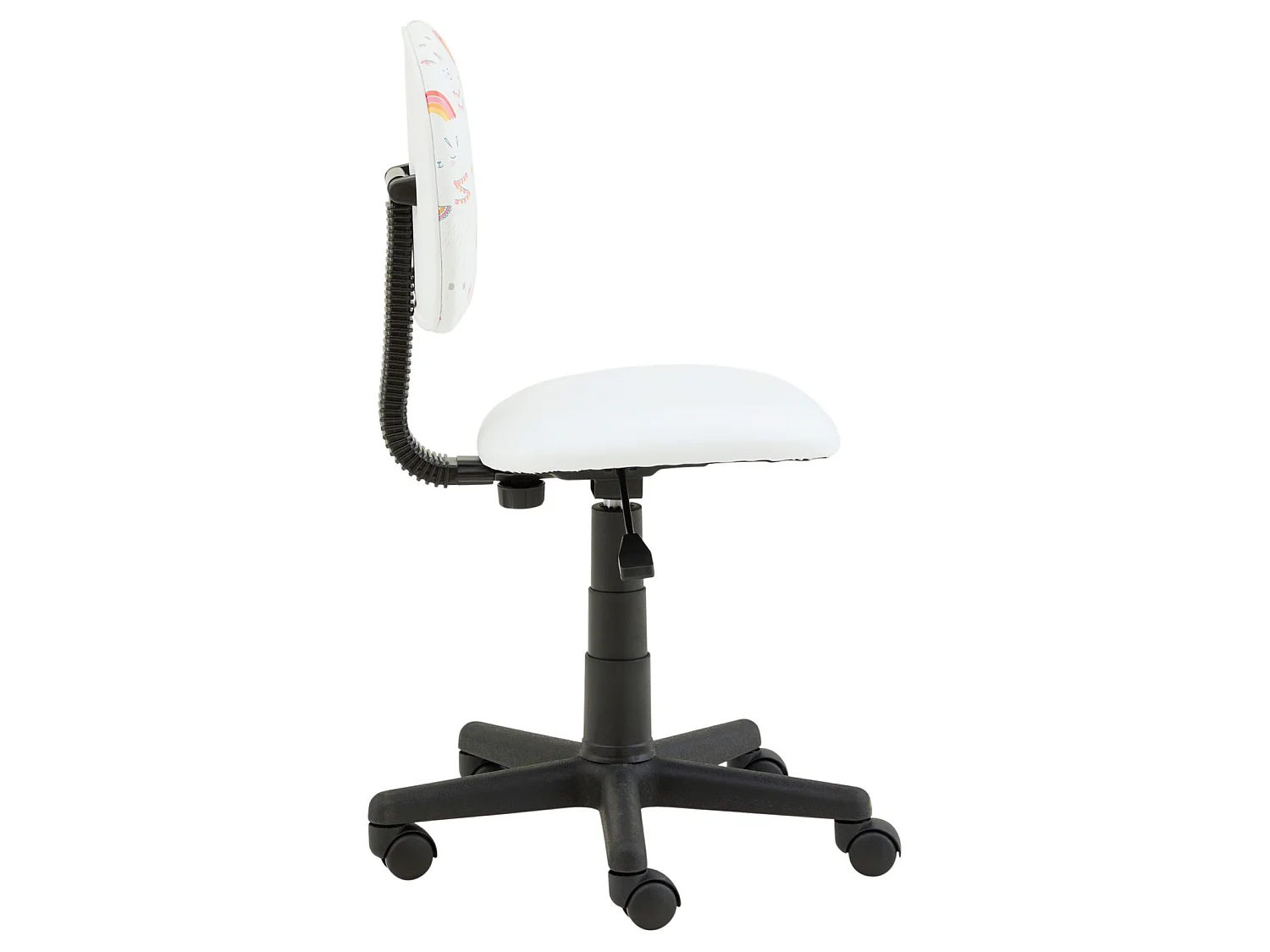 Chaise de bureau pour enfant ALPACA fauteuil pivotant à roulettes avec hauteur réglable, en synthétique blanc avec motif lama