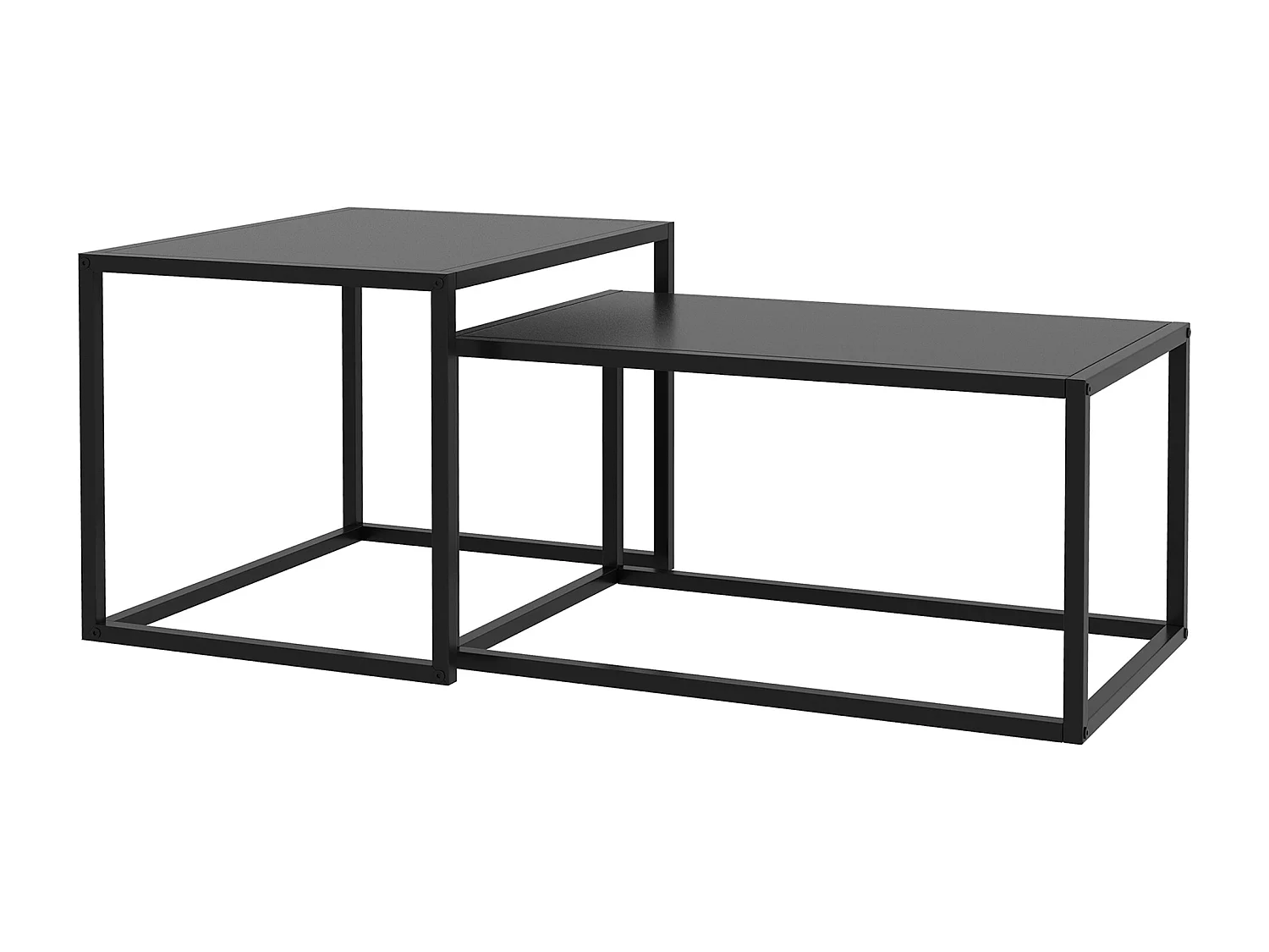 Lot de 2 tables basses gigognes rectangulaires design contemporain encastrable acier noir