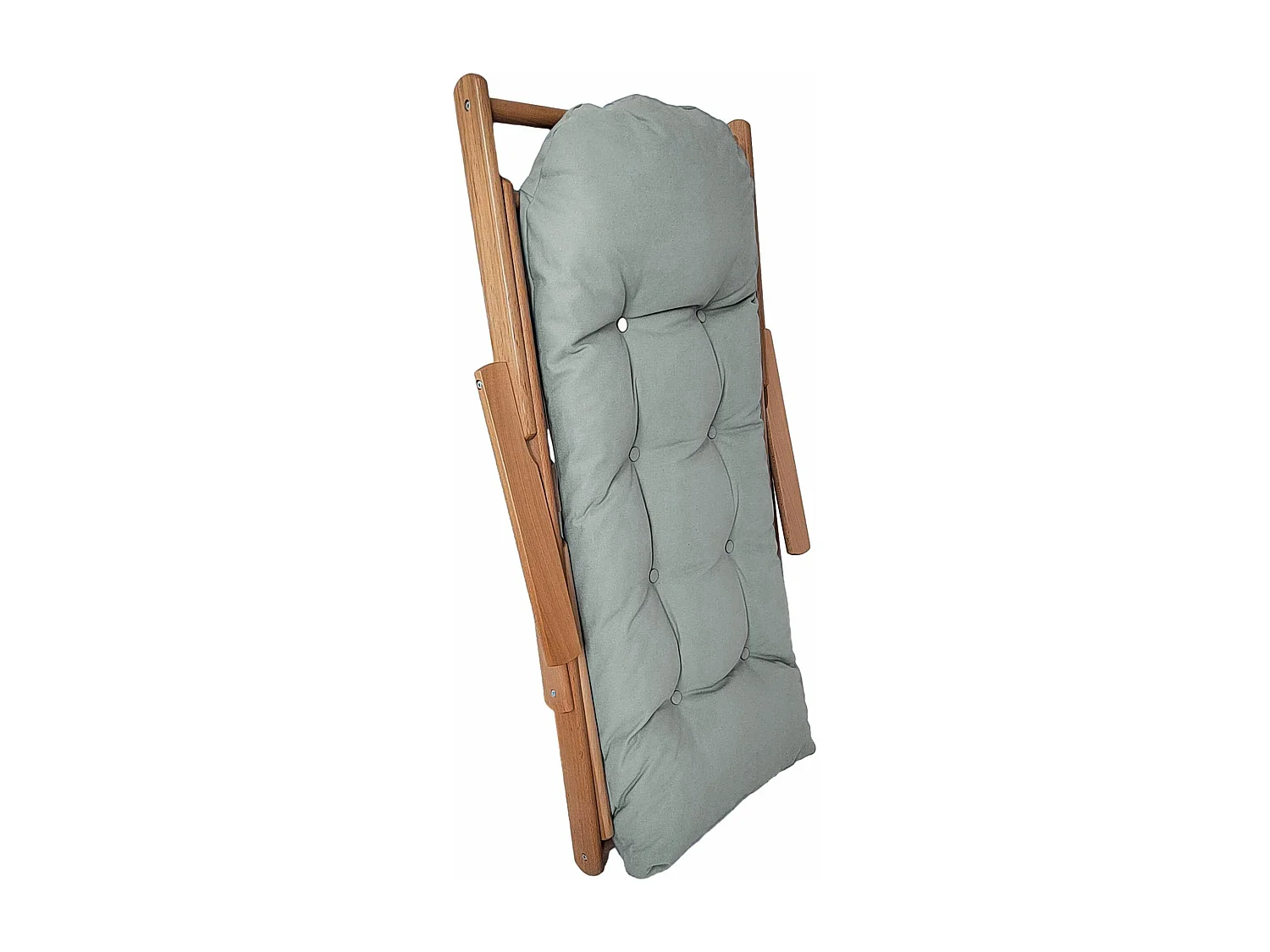 Fauteuil chaise pliable et inclinable en bois grand confort avec coussin capitonné épais - dim. 71I x 89P x 96H cm - gris