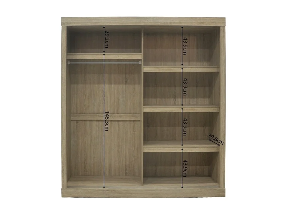 Guardaroba MILS, armadio con 2 porte scorrevoli in rovere sonoma, ideale per una camera dal design moderno.