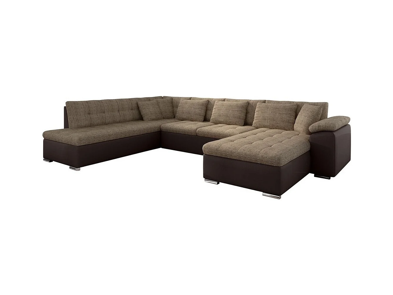 Canapé d'angle Comfivo 128, Marron, Fonction de couchage, 348x205x76cm