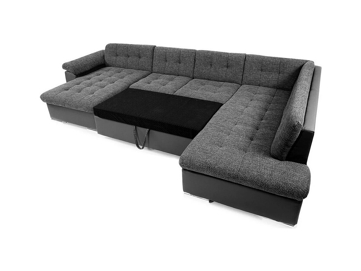 Canapé d'angle Comfivo 128, Marron, Fonction de couchage, 348x205x76cm