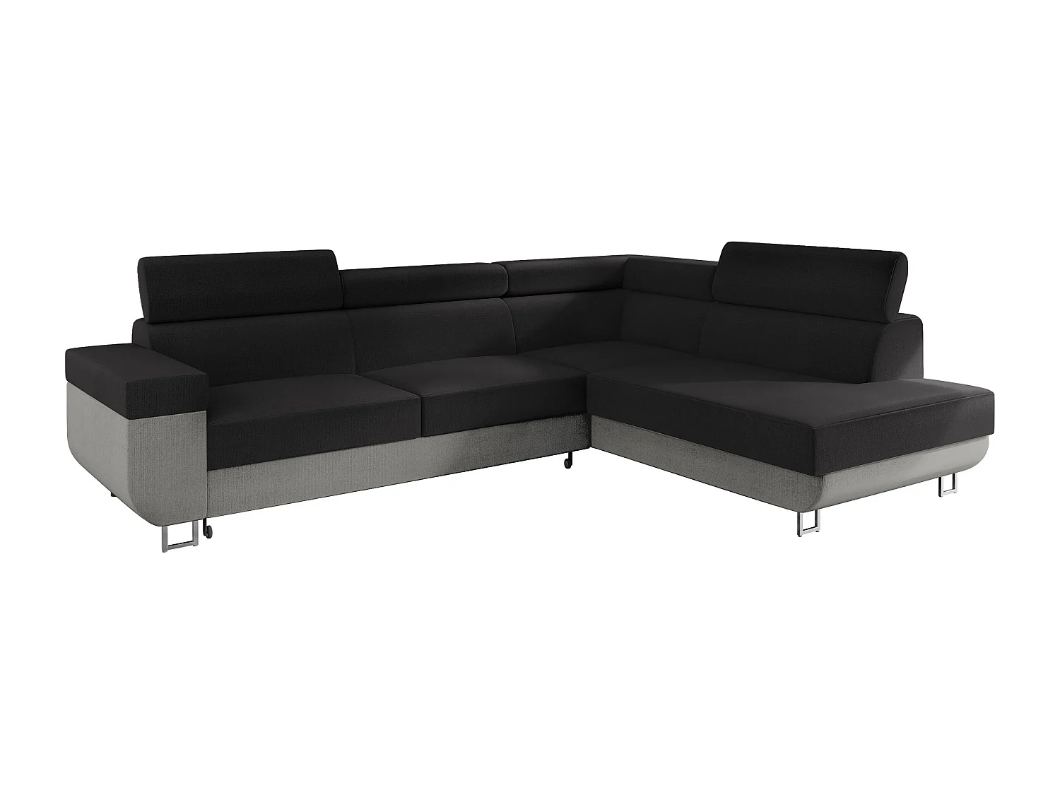 Sofá rinconero Comfivo Liberta, Negro, Función de descanso, Almacenaje, 253x188x71cm