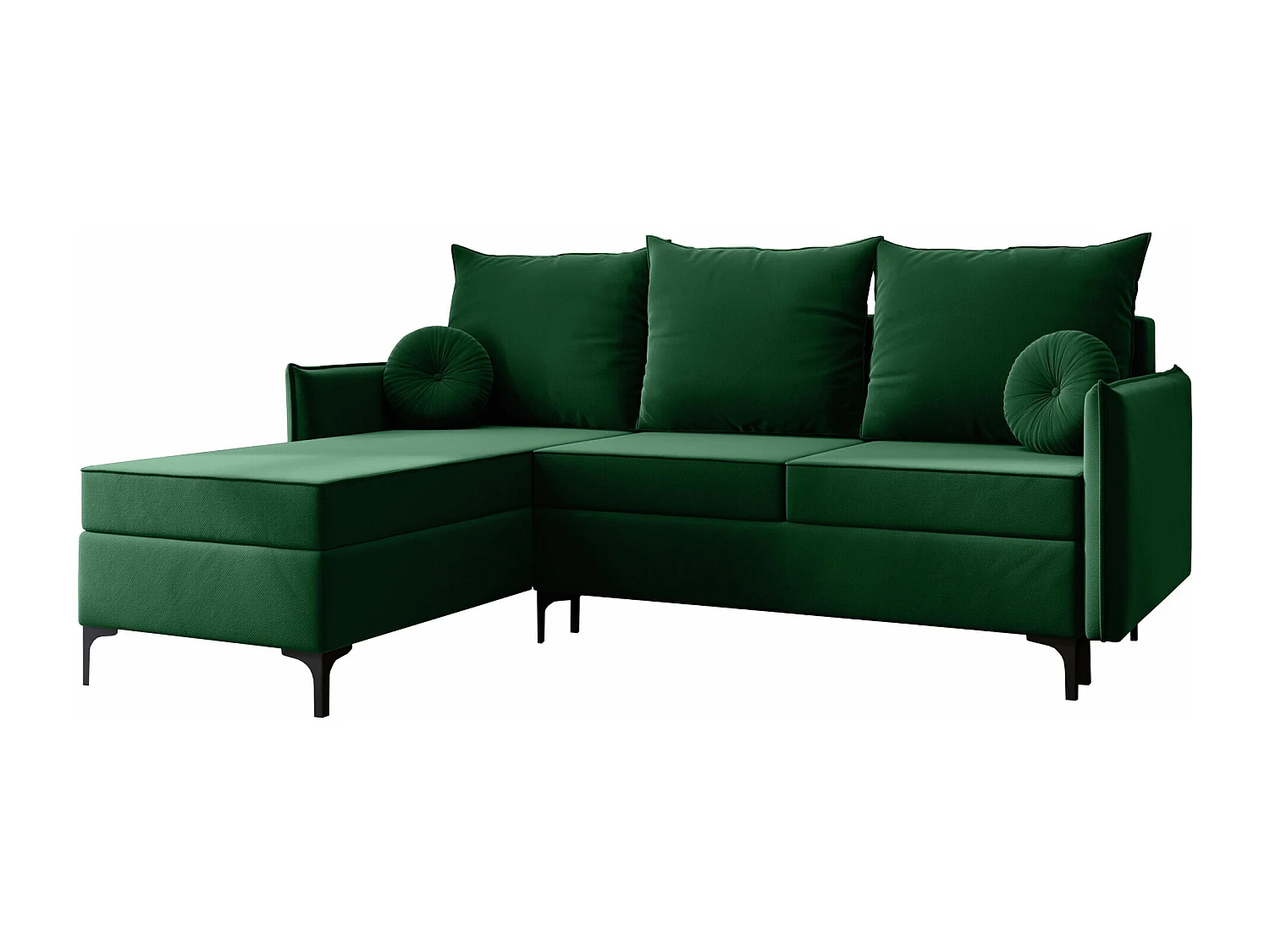 Canapé d'angle Clovis 112, Vert, Fonction de couchage, Boîte de literie, 213x168x101cm