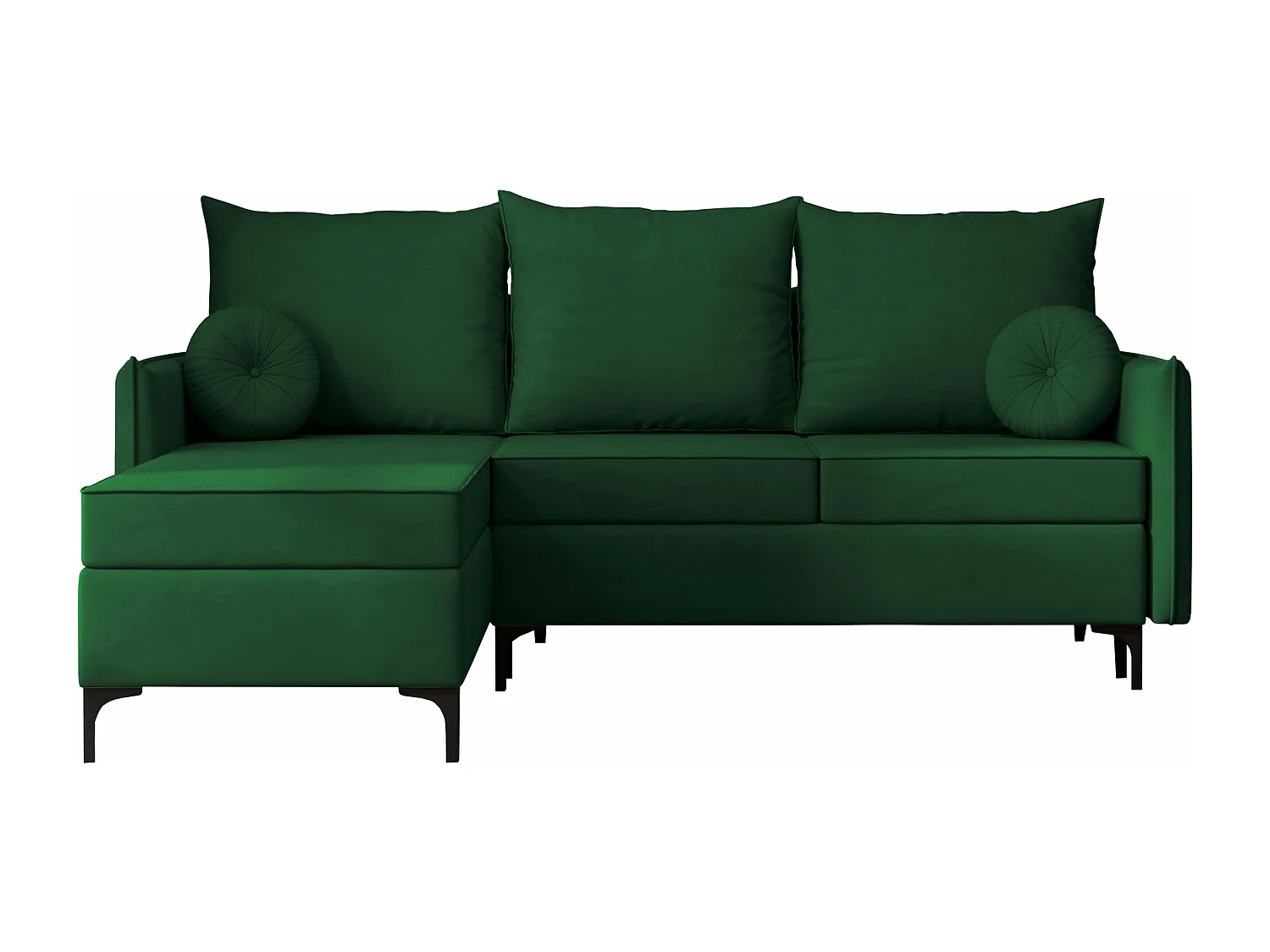 Canapé d'angle Clovis 112, Vert, Fonction de couchage, Boîte de literie, 213x168x101cm