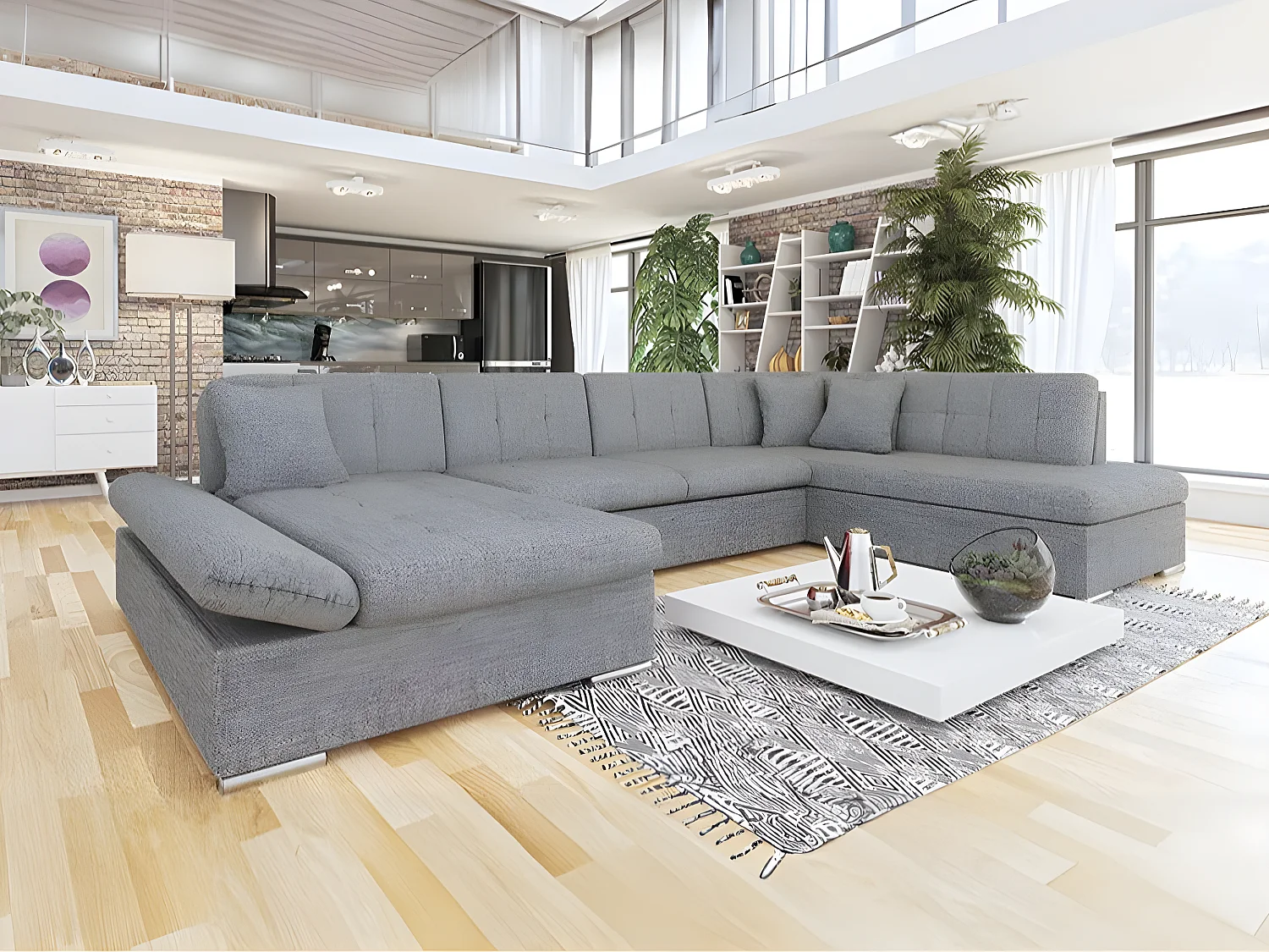 Divano angolare Comfivo 150, Grigio, Con, 345x205x76cm