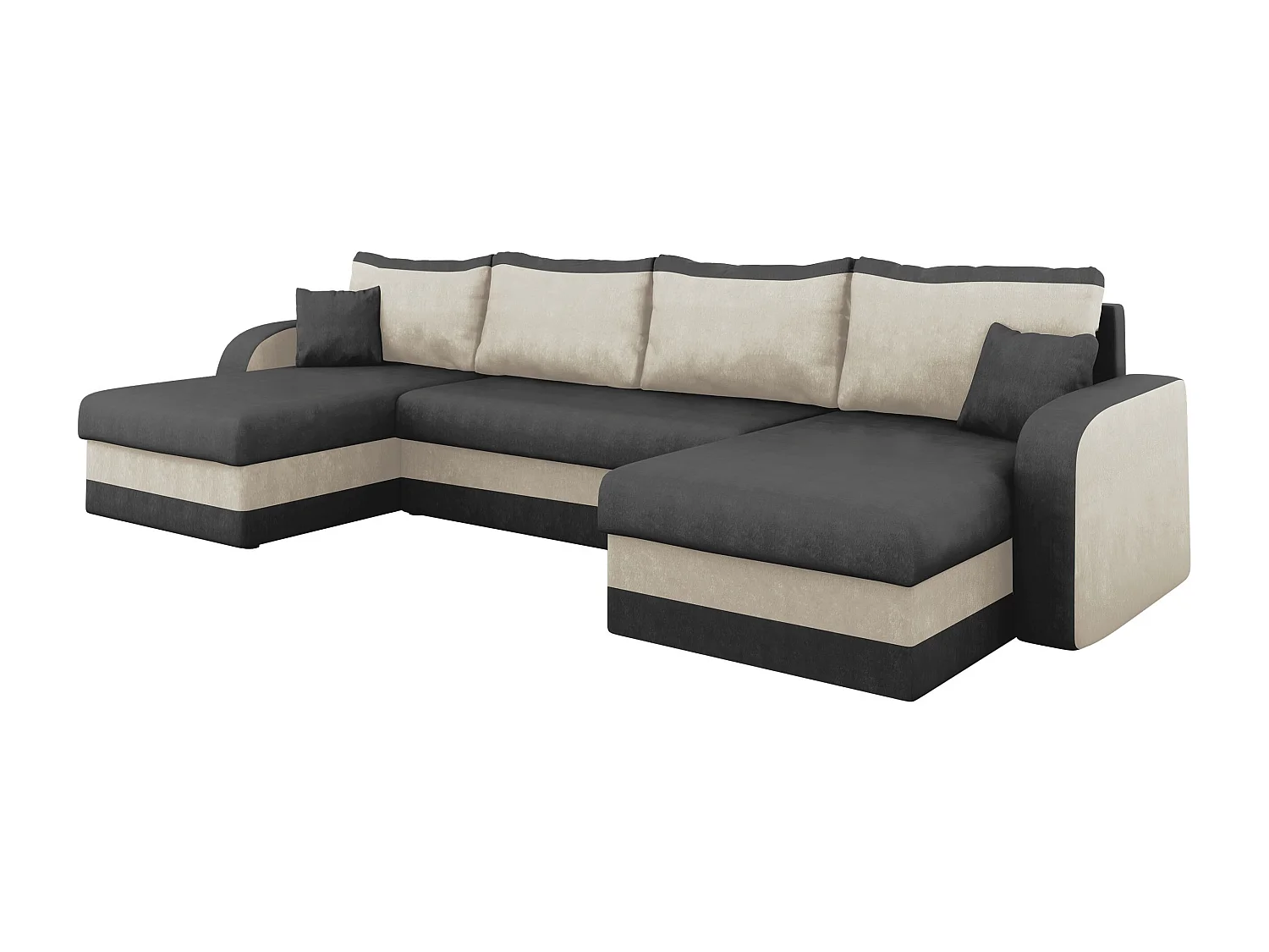 Sofá rinconero Comfivo 233, Gris, Función de descanso, Almacenaje, 304x140x80cm