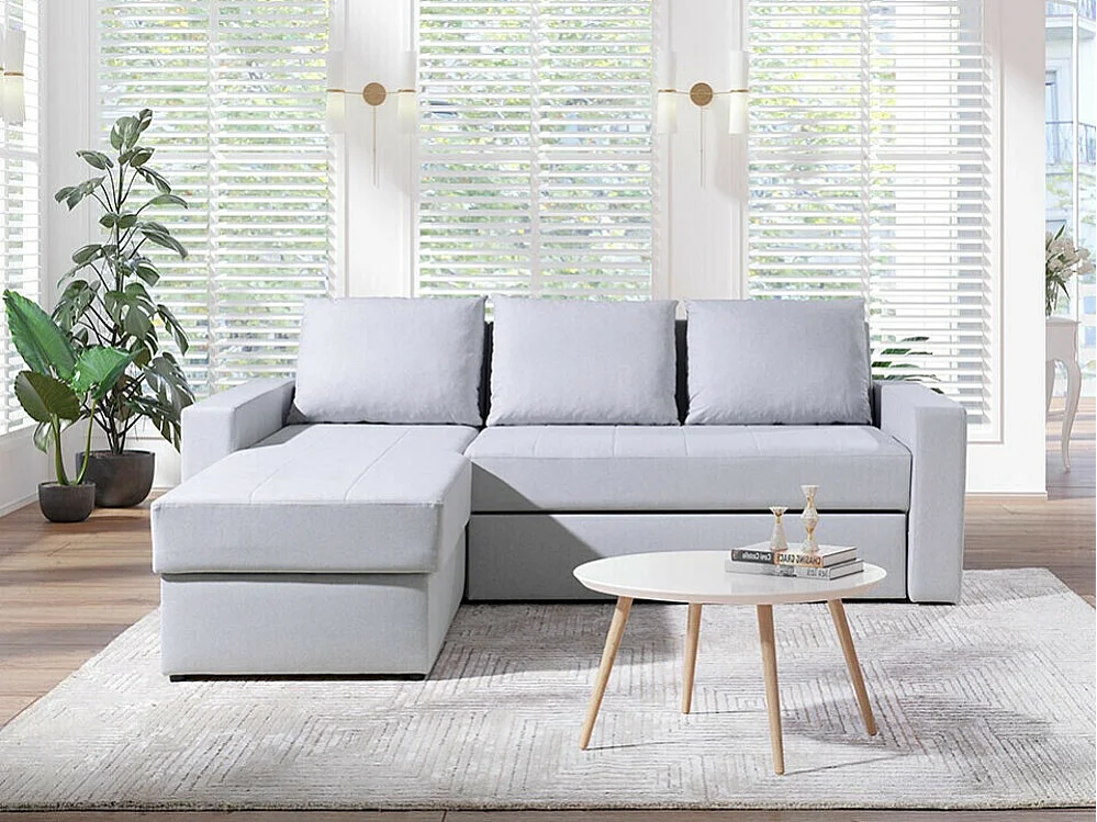 Sofá de canto Providence 111, Cinzento, Funcionalidade de dormir