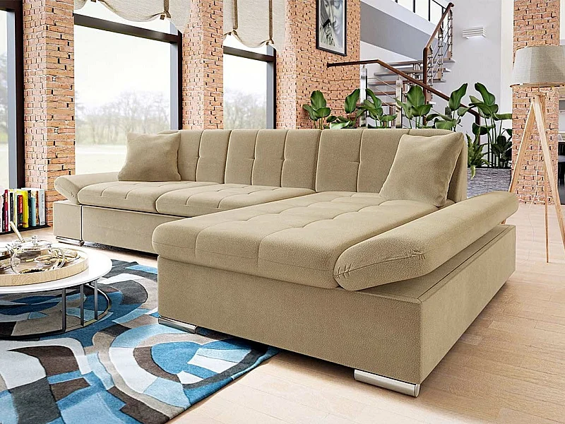 Sofá rinconero Comfivo 219, De color marrón claro, 278x161x76cm