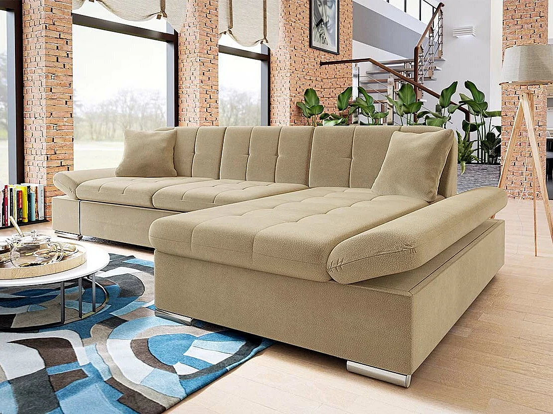 Sofá rinconero Comfivo 219, De color marrón claro, 278x161x76cm