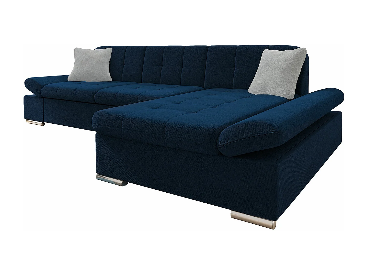 Sofá rinconero Comfivo Sanitas I, Azul, Función de descanso, Almacenaje, 278x161x76cm