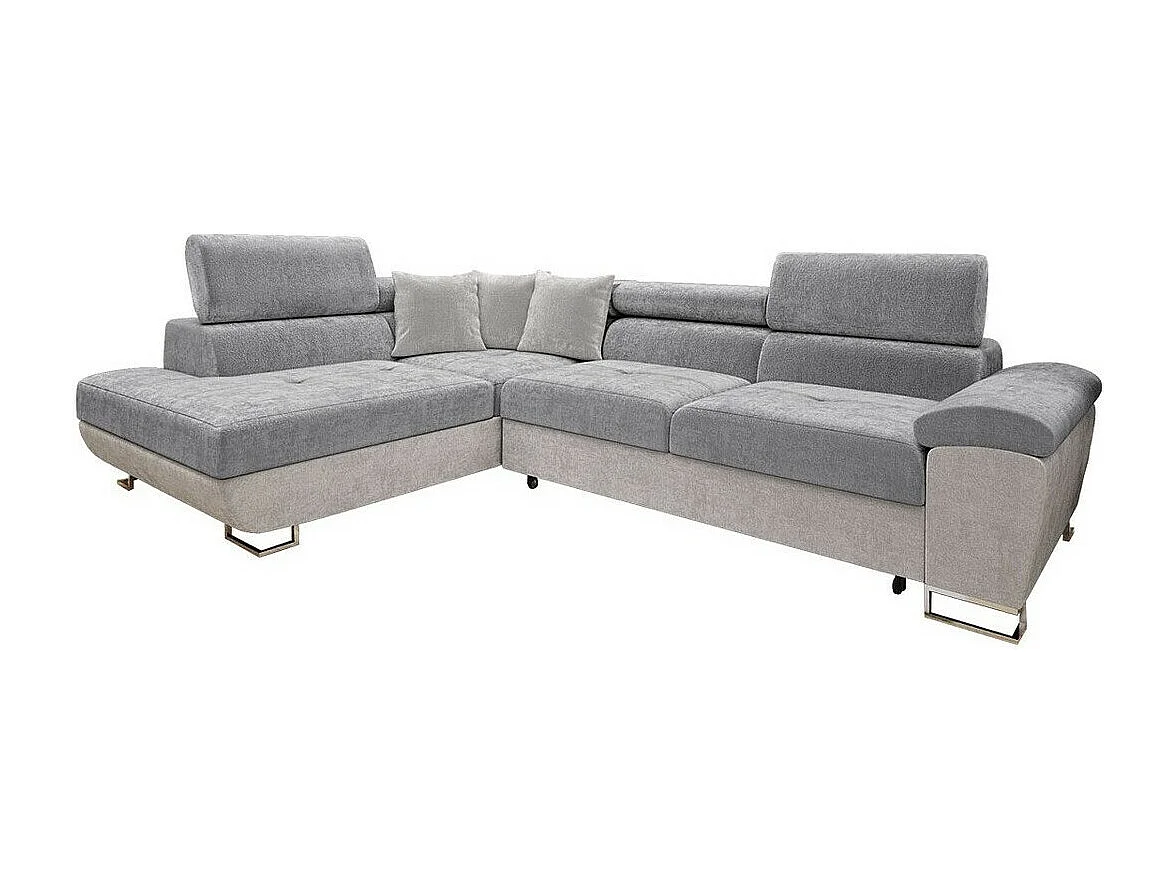 Sofá rinconero Comfivo 290, Gris, Función de descanso, Almacenaje, 270x202x71cm