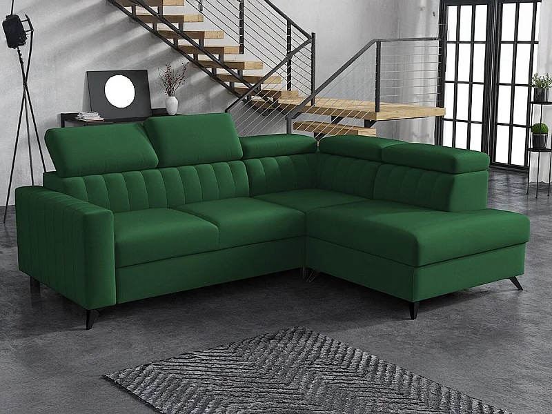 Sofá de canto Columbus 202, Verde, Funcionalidade de dormir, 25x20x8cm