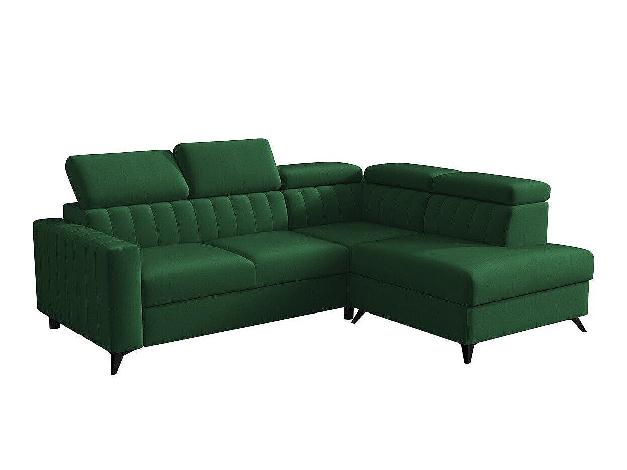 Sofá rinconero Columbus 202, Verde, Función de descanso, Almacenaje