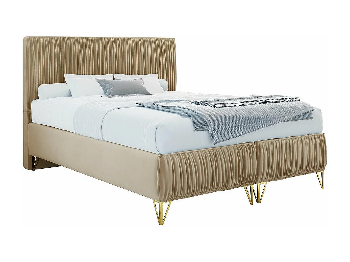 Cama Logan 112, Doble, De color marrón claro, 160x200, Tapiz, Somieres, 160x209x120cm