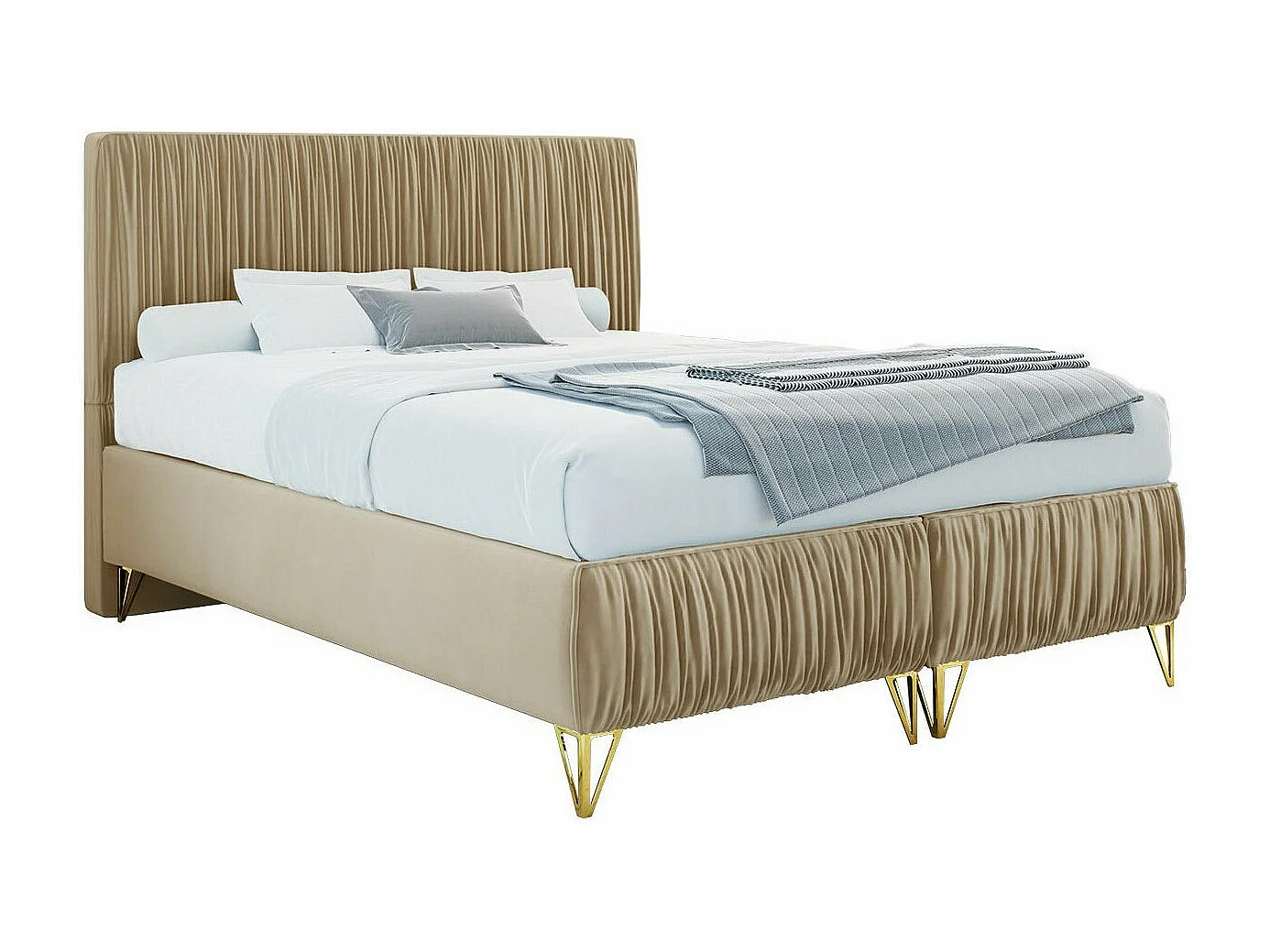 Cama Logan 112, Doble, De color marrón claro, 160x200, Tapiz, Somieres, 160x209x120cm